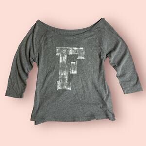 Y2K 2000s Abercrombie & Fitch Off The Shoulder 3/4 Sleeve Top Grunge Size Small